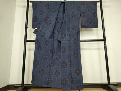 平和屋着物▽本塩沢　単衣　正倉院花文　正絹　逸品　DABJ1086az