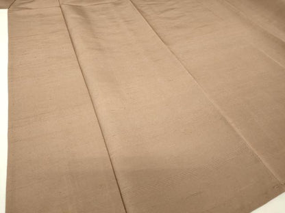 平和屋着物▽上質な紬　単衣　胡桃染色　正絹　逸品　DABJ1100az