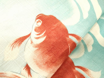 平和屋着物●両面　半幅帯　金魚　麻の葉　綿　逸品　未使用　CABK8588dy