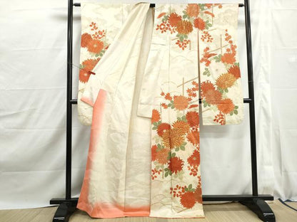 平和屋着物■豪華振袖　駒刺繍　菊尽くし文　金彩　正絹　逸品　DABJ0122qa