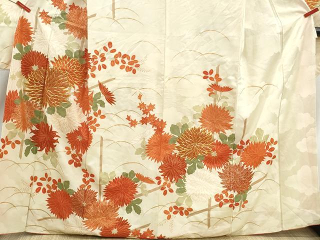 平和屋着物■豪華振袖　駒刺繍　菊尽くし文　金彩　正絹　逸品　DABJ0122qa