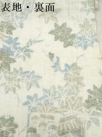平和屋着物＊夏物　本場小千谷縮　反物　着尺　風景花蝶文　麻　逸品　未使用　DABJ0667zy