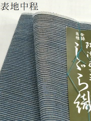 平和屋着物＊夏物　阿波しじら織　浴衣　反物　着尺　正藍染　縞　証紙付き　綿　逸品　未使用　DABJ0627zy