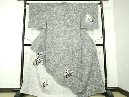 平和屋着物●訪問着　槍梅　万寿菊　たたき染め　金彩　正絹　逸品　DABI6234ps