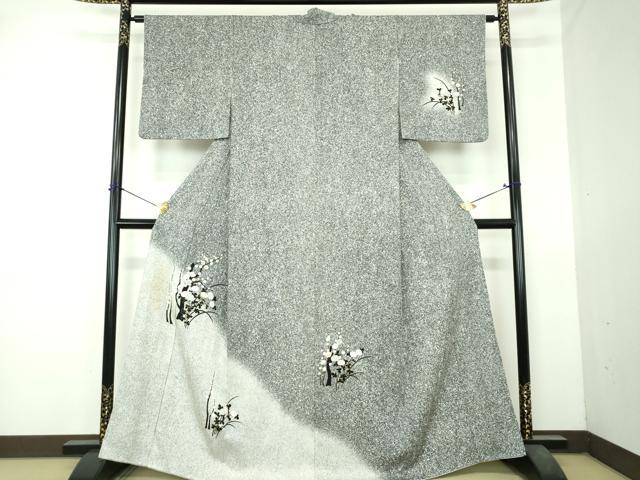 平和屋着物●訪問着　槍梅　万寿菊　たたき染め　金彩　正絹　逸品　DABI6234ps