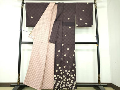 平和屋着物●訪問着　リバーシブル　袷　雪輪文　市松文様　やまと誂製　正絹　逸品　DABI6222ps