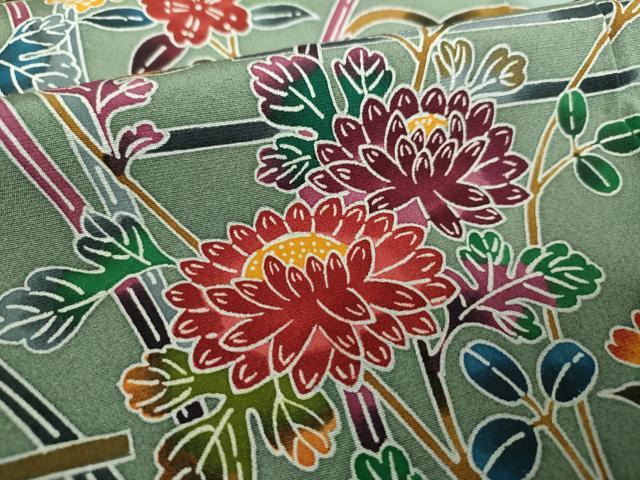 平和屋着物●訪問着　作家物　型染　草花文　暈し染め　正絹　逸品　DABI6228ps