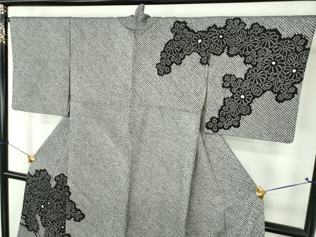 平和屋着物●訪問着　総絞り　流水菊　黒地　正絹　逸品　DABI6220ps