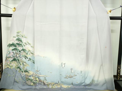 平和屋着物●豪華色留袖　友禅　作家物　水辺風景　暈し染め　正絹　逸品　未使用　DABI6243ps
