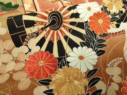 平和屋着物●京友禅の第一人者　松井青々　黒留袖　駒刺繍　御所車流水花文　暈し染め　金彩　正絹　逸品　DABI6227ps