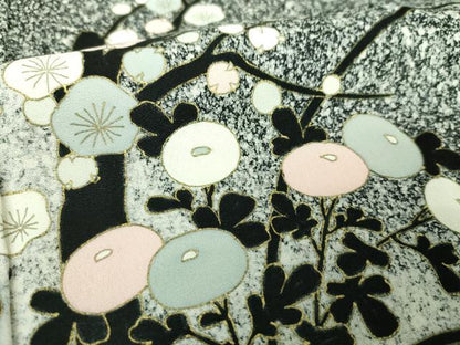 平和屋着物●訪問着　槍梅　万寿菊　たたき染め　金彩　正絹　逸品　DABI6234ps