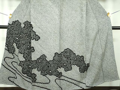 平和屋着物●訪問着　総絞り　流水菊　黒地　正絹　逸品　DABI6220ps