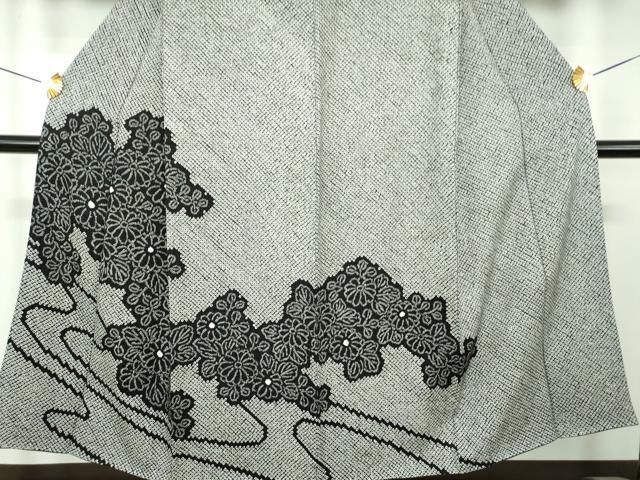 平和屋着物●訪問着　総絞り　流水菊　黒地　正絹　逸品　DABI6220ps