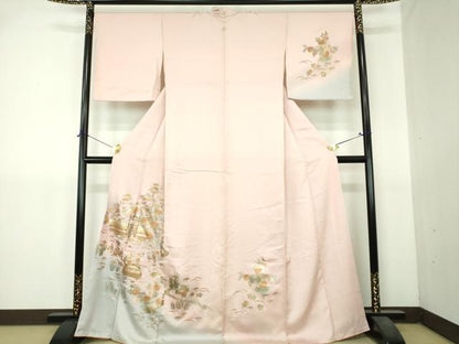 平和屋着物●訪問着　風景花文　暈し染め　金銀彩　正絹　逸品　DABI6230ps
