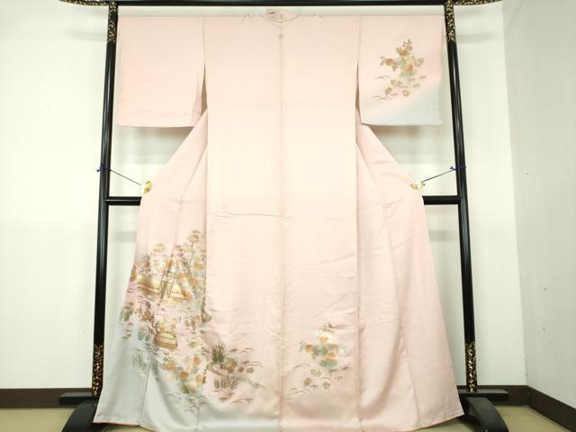 平和屋着物●訪問着　風景花文　暈し染め　金銀彩　正絹　逸品　DABI6230ps