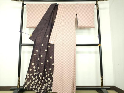 平和屋着物●訪問着　リバーシブル　袷　雪輪文　市松文様　やまと誂製　正絹　逸品　DABI6222ps