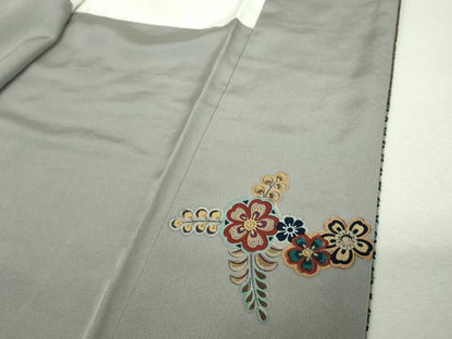 平和屋着物●中国三大刺繍　スワトウ相良刺繍　汕頭相良刺繍　総刺繍　訪問着　雪輪花文　鬼しぼ縮緬　金糸　正絹　逸品　DABI6236ps
