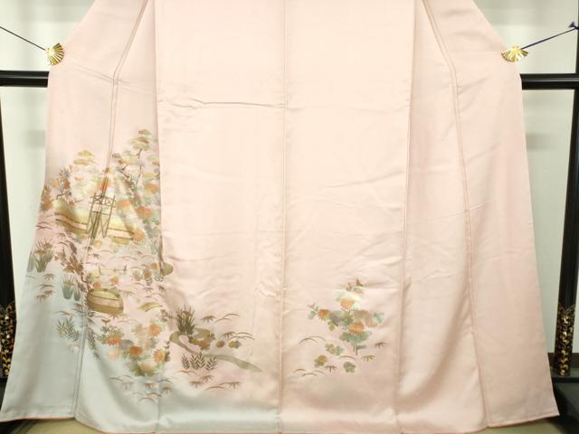 平和屋着物●訪問着　風景花文　暈し染め　金銀彩　正絹　逸品　DABI6230ps