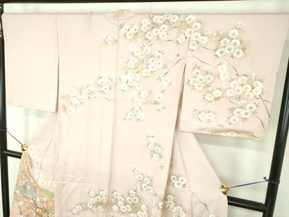 平和屋着物●訪問着　駒刺繍　地紙八つ橋花文　金彩　三越扱い　正絹　逸品　DABI6237ps