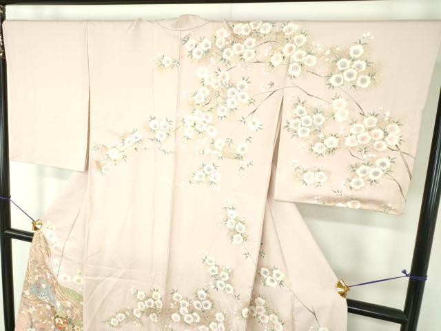 平和屋着物●訪問着　駒刺繍　地紙八つ橋花文　金彩　三越扱い　正絹　逸品　DABI6237ps