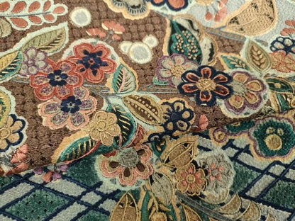 平和屋着物●中国三大刺繍　スワトウ相良刺繍　汕頭相良刺繍　総刺繍　訪問着　雪輪花文　鬼しぼ縮緬　金糸　正絹　逸品　DABI6236ps