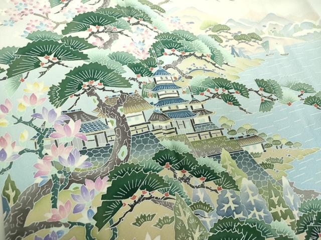 平和屋着物●豪華色留袖　友禅　作家物　水辺風景　暈し染め　正絹　逸品　未使用　DABI6243ps