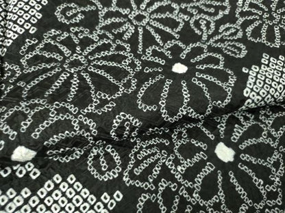 平和屋着物●訪問着　総絞り　流水菊　黒地　正絹　逸品　DABI6220ps