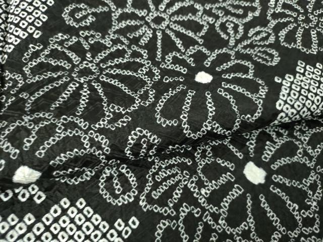 平和屋着物●訪問着　総絞り　流水菊　黒地　正絹　逸品　DABI6220ps