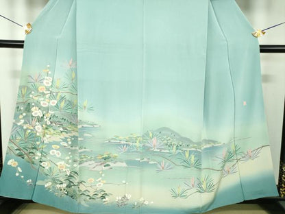 平和屋着物●訪問着　友禅　作家物　風景花文　暈し染め　正絹　逸品　DABI6235ps