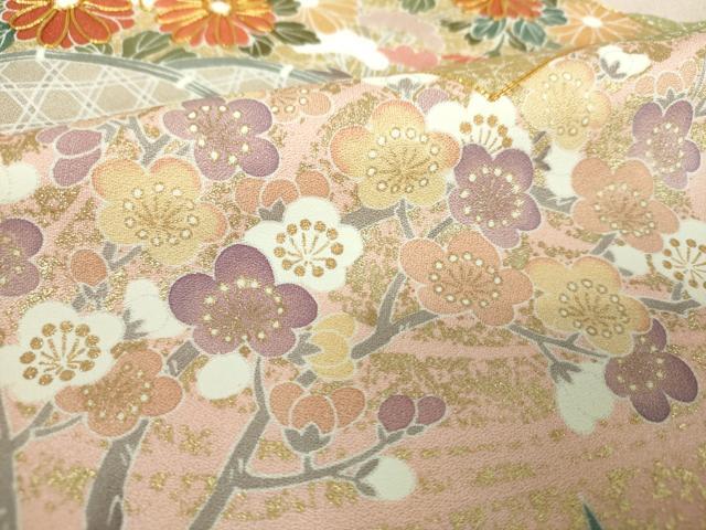 平和屋着物●訪問着　駒刺繍　地紙八つ橋花文　金彩　三越扱い　正絹　逸品　DABI6237ps