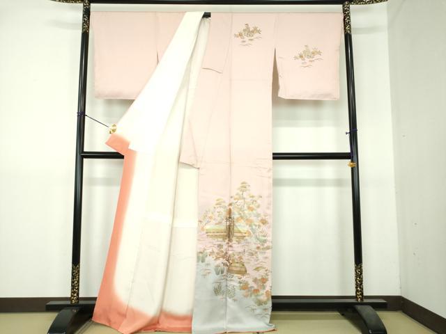 平和屋着物●訪問着　風景花文　暈し染め　金銀彩　正絹　逸品　DABI6230ps