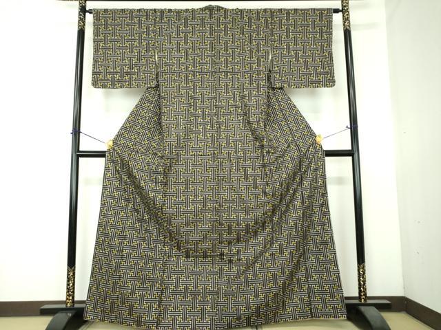 平和屋着物●本場大島紬　龍郷絣　秋名バラ　正絹　逸品　DABI6218ps