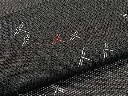 平和屋着物＊夏物　小紋　絽　蜻蛉　黒地　さんび謹製　洗える着物　未使用　CABK8888xi