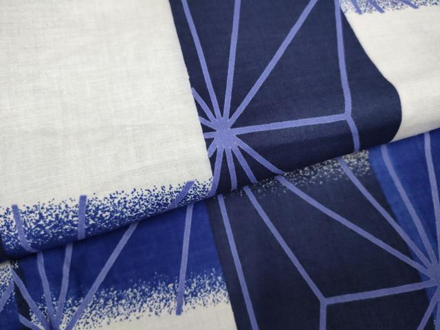 平和屋着物∴夏物　浴衣　麻の葉文様　綿　逸品　DABI8801cd