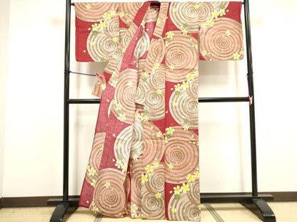 平和屋着物∴夏物　浴衣　舞桜文　綿　逸品　DABI8802cd