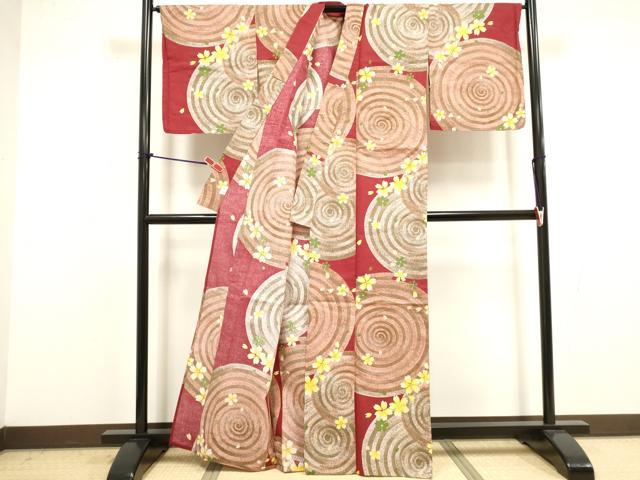 平和屋着物∴夏物　浴衣　舞桜文　綿　逸品　DABI8802cd