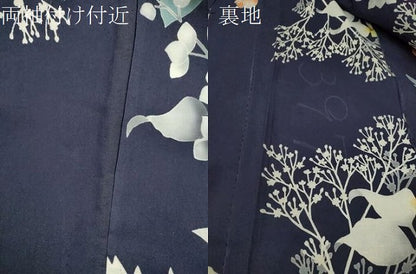 平和屋着物∴夏物　浴衣　注染　枝花文　手縫い　綿　逸品　CABK6596ze