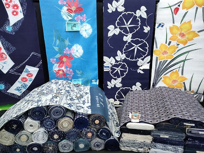 平和屋本店■浴衣反物 まとめて 45点 花柄 朝顔 花のエリート 草木染 梨園染ゆかた など 全て未使用 ppp4036