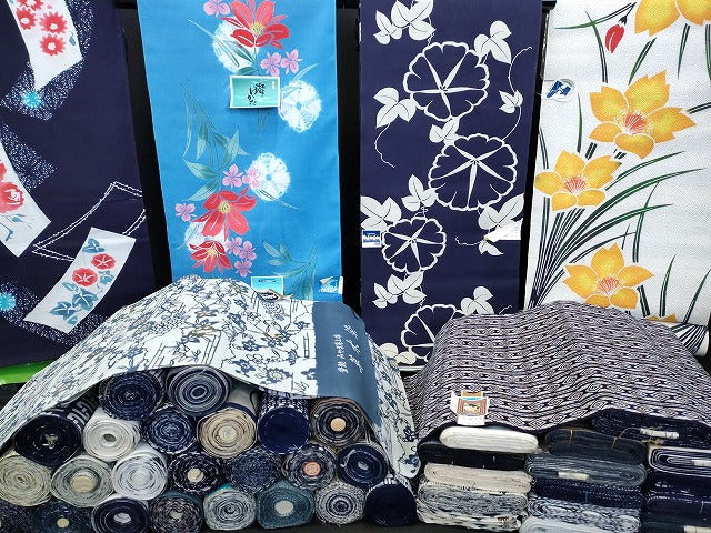 平和屋本店■浴衣反物 まとめて 45点 花柄 朝顔 花のエリート 草木染 梨園染ゆかた など 全て未使用 ppp4036