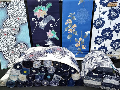 平和屋本店■浴衣反物 まとめて 45点 蝶 菊 薔薇 花柄 加茂川美人ゆかた 金梅染 ふるさとの花 など 全て未使用 ppp4038