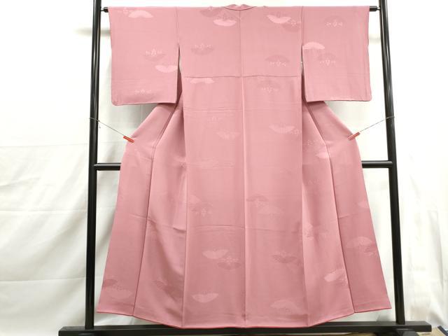 平和屋着物■上質な色無地　桐地紋　紅梅色　正絹　逸品　DABJ0079qa