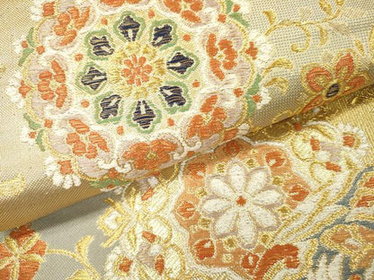 平和屋着物▼六通柄袋帯　向かい鳥正倉花文　金銀糸　正絹　逸品　DABI7159fe
