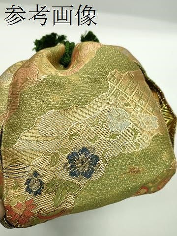 平和屋着物▼和装小物　和装バッグ　巾着まとめて５点　道長花鳥文　流水花文　金襴　綿　東急扱い　袴　浴衣　未使用あり　逸品CABJ1571ju