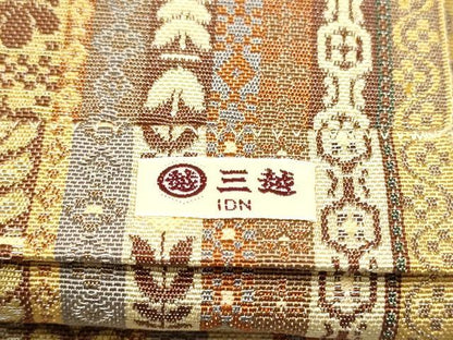 平和屋着物●本場筑前博多織　八寸名古屋帯　草花間道　三越扱い　正絹　逸品　CABL0834hy