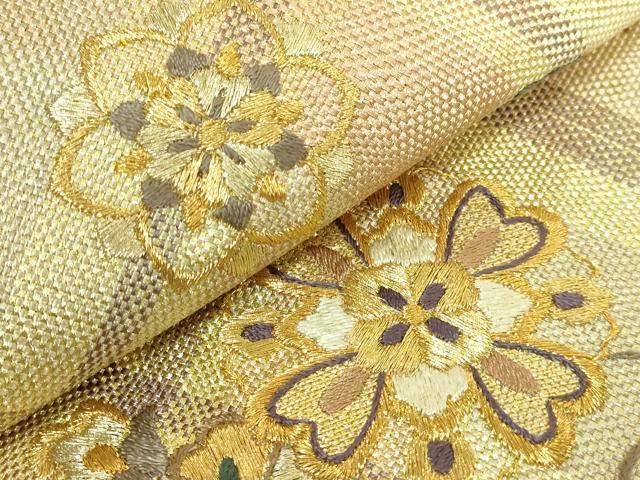 平和屋着物●極上　ひなや工房　くむ・あむ・おる　伊豆蔵明彦　太鼓柄袋帯　刺繍　花唐草　金糸　逸品　DZAB9307kh6