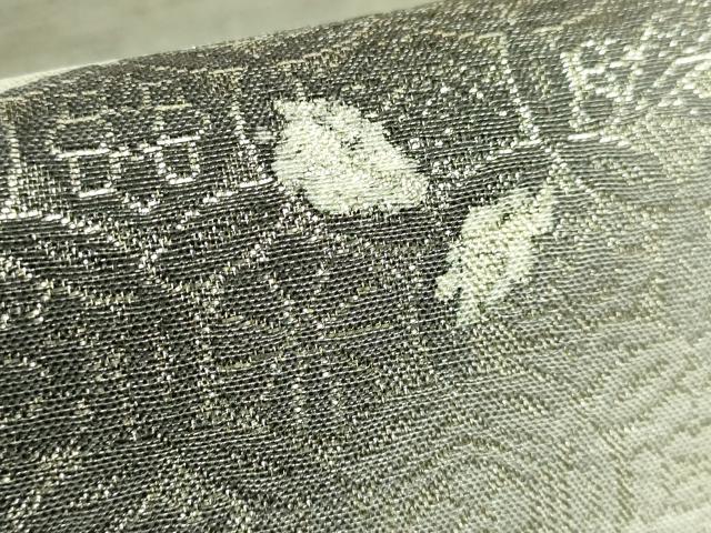 平和屋着物●極上　両方向　両面　全通柄袋帯　雪輪舞桜　横段　瓢箪　銀糸　逸品　DZAB9311kh6