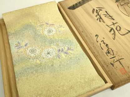 平和屋本店●極上　初代　久保田一竹　幻の辻が花　太鼓柄袋帯　金通し地　共箱付き　逸品　DZAB9396kh6