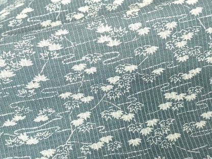 平和屋着物∴夏物　綿紅梅　小紋・浴衣兼用　手縫い　雲取り花文　綿絹　逸品　DABI8817cd