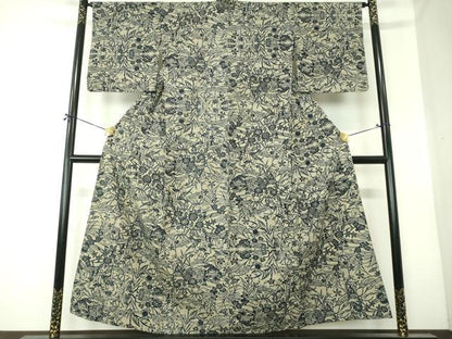 平和屋着物∴夏物　浴衣　注染　風景花松文　綿　逸品　DABI8813cd