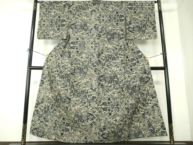 平和屋着物∴夏物　浴衣　注染　風景花松文　綿　逸品　DABI8813cd